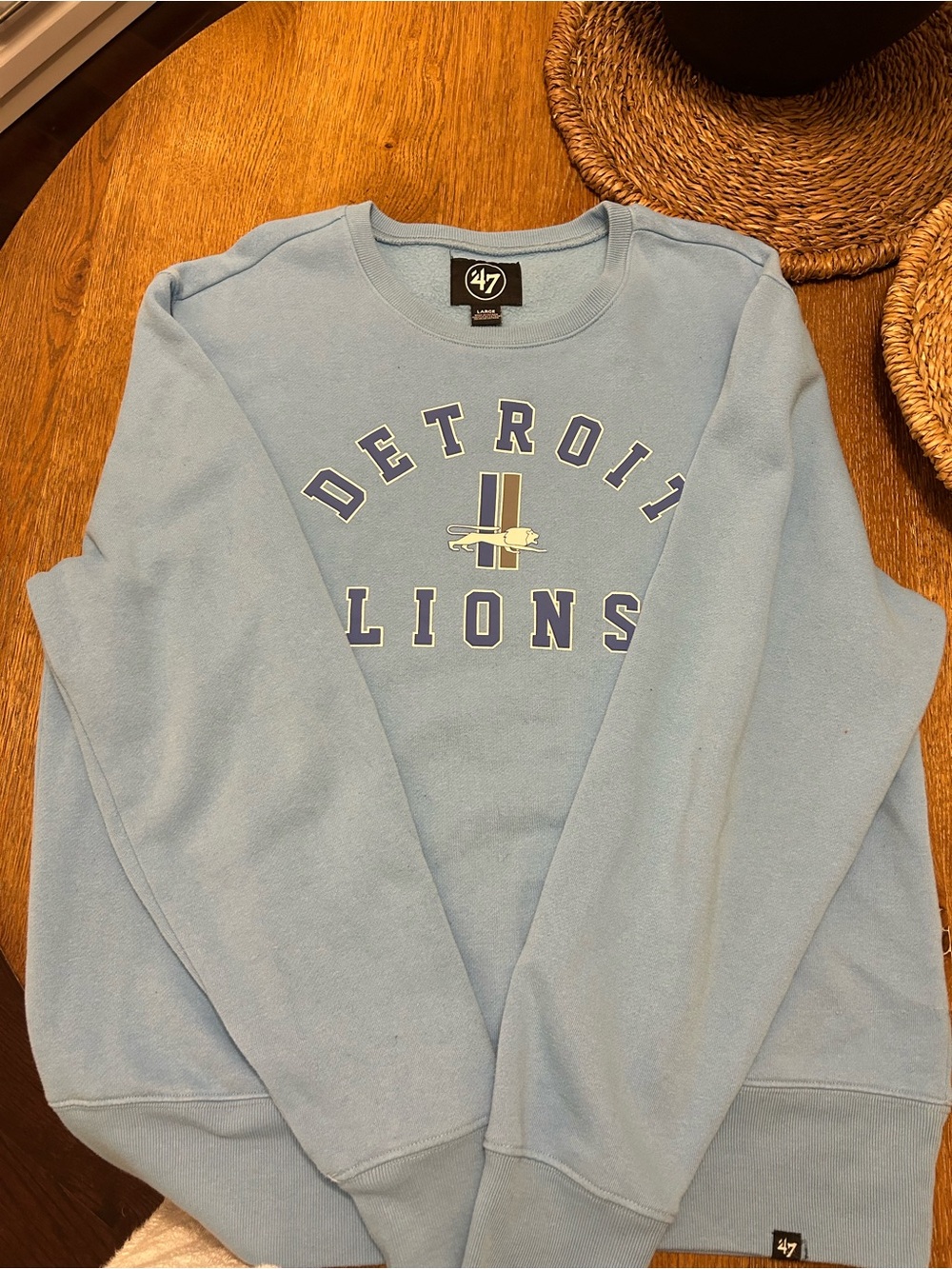 '47 Detroit Lions Sky Blue Crewneck Sweatshirt with Chest Logo